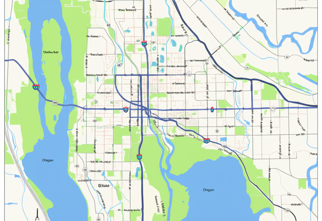Map showing location in Salem, Oregon
